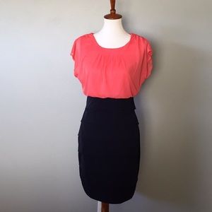 Enfocus Studio Coral & navy business dress